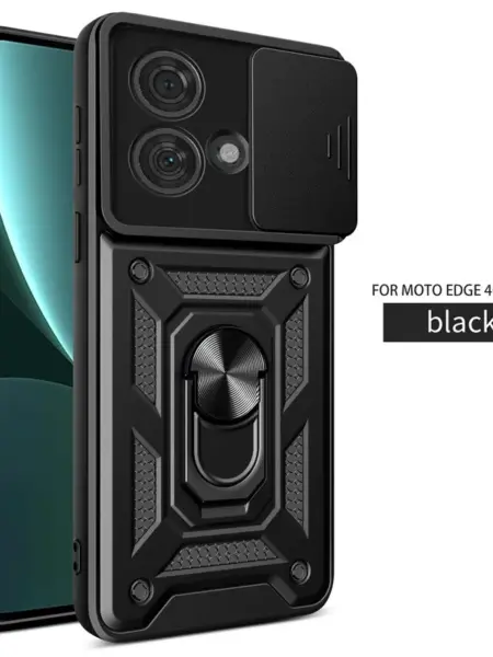 Slide Camera Lens Case for Motorola Moto Edge 40 Neo Metal Car Magnetic Ring Holder Bracket Armor Shockproof Protection Cover