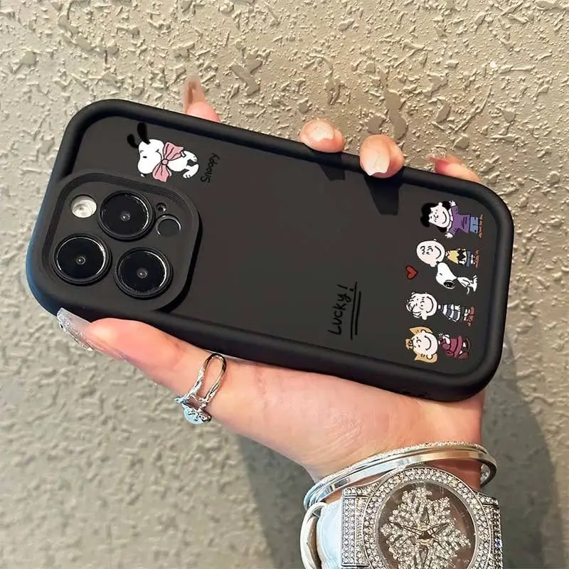 New Cartoon S-Snoopyes Phone Case For iPhone 15 14 13 12 11 mini Pro Max 8 7 6S XR X XS Plus SE20 Anti Drop Silicone Soft Covers