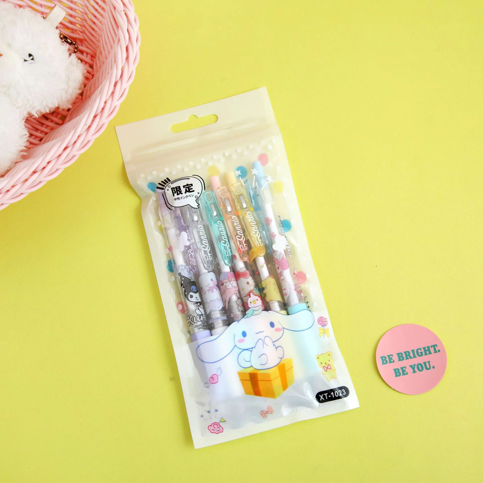 6Pcs Sanrio Cinnamoroll 0.5mm Gel Pens Set Hello Kitty Kuromi Black Pen School Supplies Anime Cartoon Student Stationery Gift