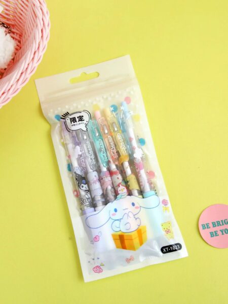 6Pcs Sanrio Cinnamoroll 0.5mm Gel Pens Set Hello Kitty Kuromi Black Pen  School Supplies Anime Cartoon Student Stationery Gift