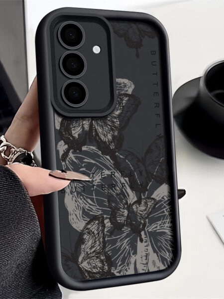 Ink Butterfly Pattern Case For Samsung Galaxy S24 S23 S22 Ultra S21 S20 FE A14 A34 A15 A35 A52 A53 A54 Silicone Phone Cover ???