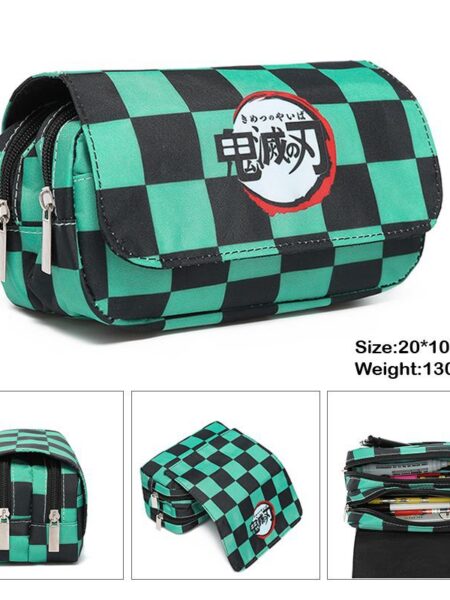 3D Peripheral Anime Ghost Slayer Double-layer Pencil Bag for Elementary and Middle School Students Cartoon Pencil Bag