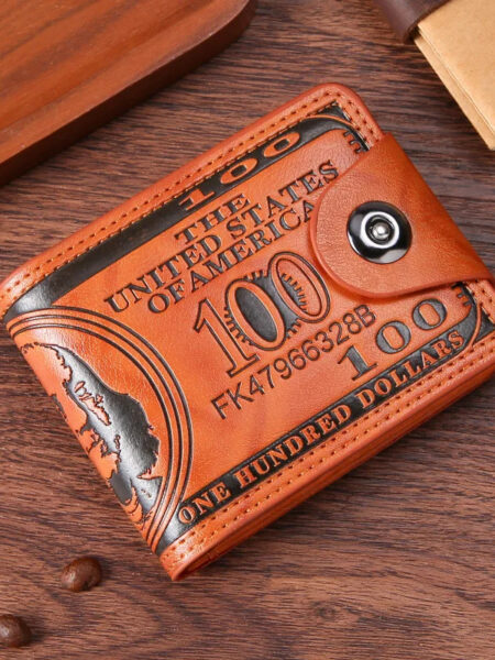 Men's Wallets with 100 US Dollar Pattern Hasp Male Leather Wallet with Zipper Card Holder Coin Pocket Purse cartera hombre