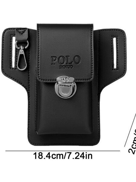 Men Loop Holster Waist Bag Vintage Leather Phone Pouch Bag Multi-compartment Mini Wallet Male PU Solid Color Cellphone Belt Bags