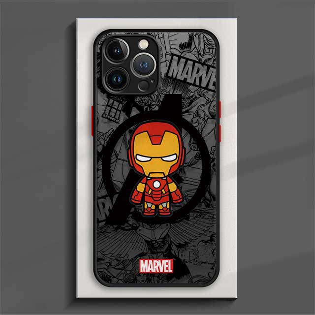 Matte Phone Case For iPhone 15 11 14 13 12 Pro Max Mini X XR Xs 8 7 Plus 6 6S Silicone Cover Marvel Avengers Iron Man