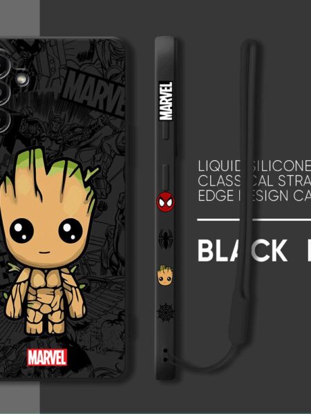 Marvel spiderman  Groot Phone Case for Redmi Note 8 9 10 Pro 5G 7 10T 12 10 11 Pro 12S 11S 9S 9T Square Liquid Cover