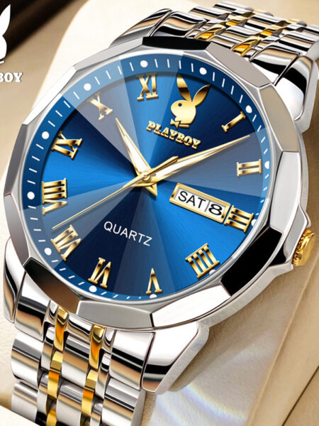 PLAYBOY Luxury Fashion Men's Quartz Watches Original Stainless Steel Waterproof Watches for Men Best Selling Men's Wrist Watches