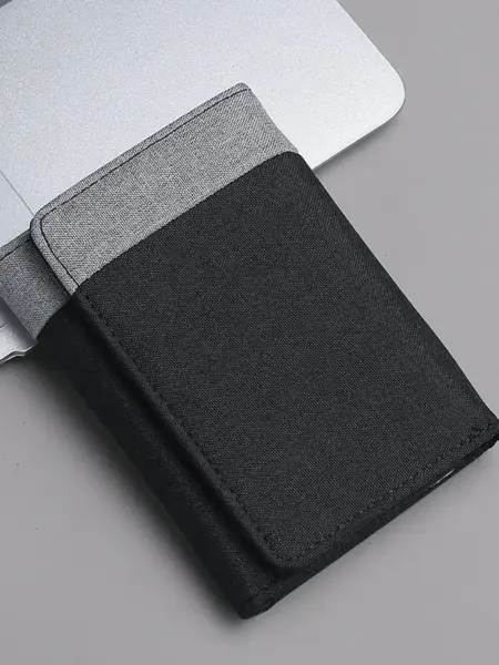 Men Canvas Wallet with ID Photo Holders Card Holder Wallet Case 8 Slots Hasp Male Purse Mini Three-fold Men Wallet