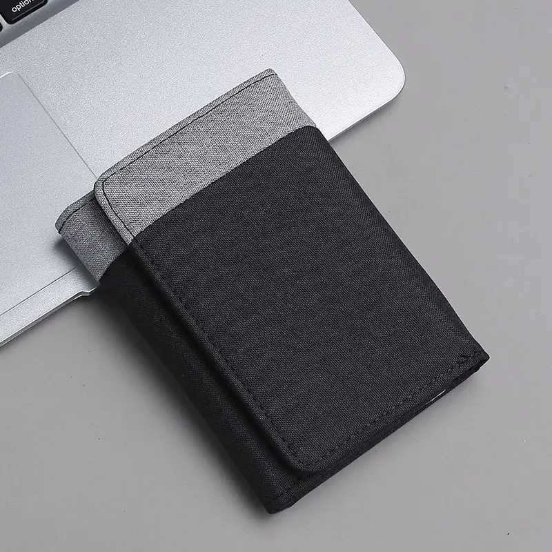 Men Canvas Wallet with ID Photo Holders Card Holder Wallet Case 8 Slots Hasp Male Purse Mini Three-fold Men Wallet