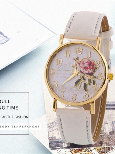 Creative Striped Quartz Watch Leather Watch With Diamond Strap