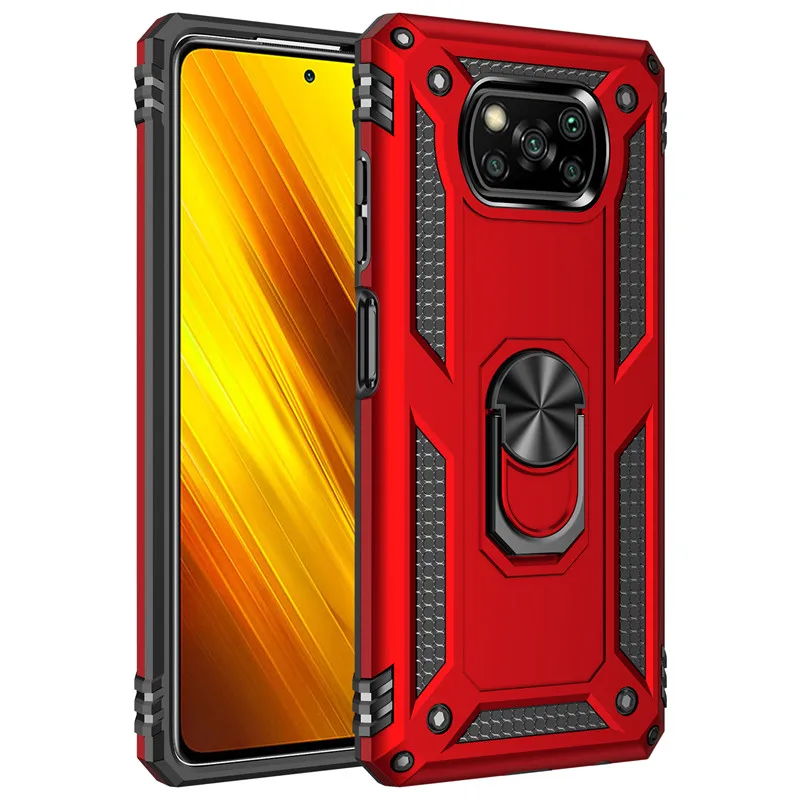 For Xiaomi Pocophone Poco X3 NFC X4 X5 Pro X3 GT Case Shockproof Armor Stand Holder Car Ring Phone Case for Poco F3 M3 M4 Pro 5G