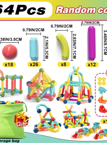 STEM Magnetic Building Blocks Toy Magnetic Construction Set Magnet Ball Sticks Rod Games Montessori Educational Toys For Kids