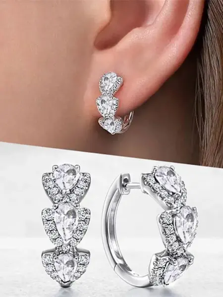 Huitan Luxury Trendy Blue Cubic Zirconia Hoop Earrings Wedding Party Elegant Accessories for Women Anniversary Gift New Jewelry