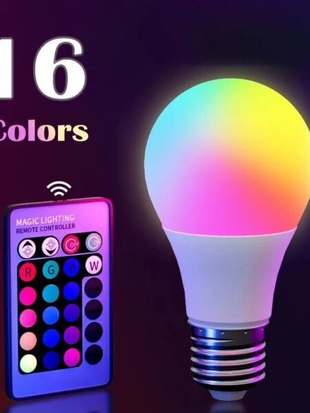 16 Colors RGB Bulb LED Multicolor Bulb E27 220V Household Lighting Dimmable 24 Key Remote Control Smart Lamp Atmosphere Light