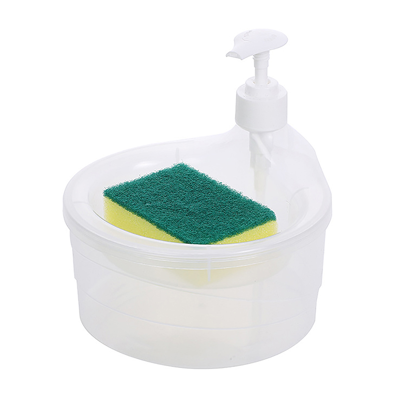 Soap Dispenser and Scrubber Holder Multifunctional Dishwashing Container 1000ml Manual Sink Dish Washing Soap Dispenser