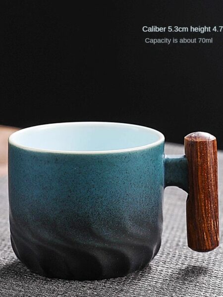 Creative Handmade Exquisite Coffee Cup Vintage Coffee Cup With Wooden Handle Mug Cups Mugs Drinkware Kitchen Dining Bar Home