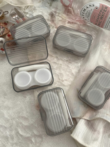 Small Solid Color Clear Contact Lens Cases Portable Contact Lenses Box HEQING