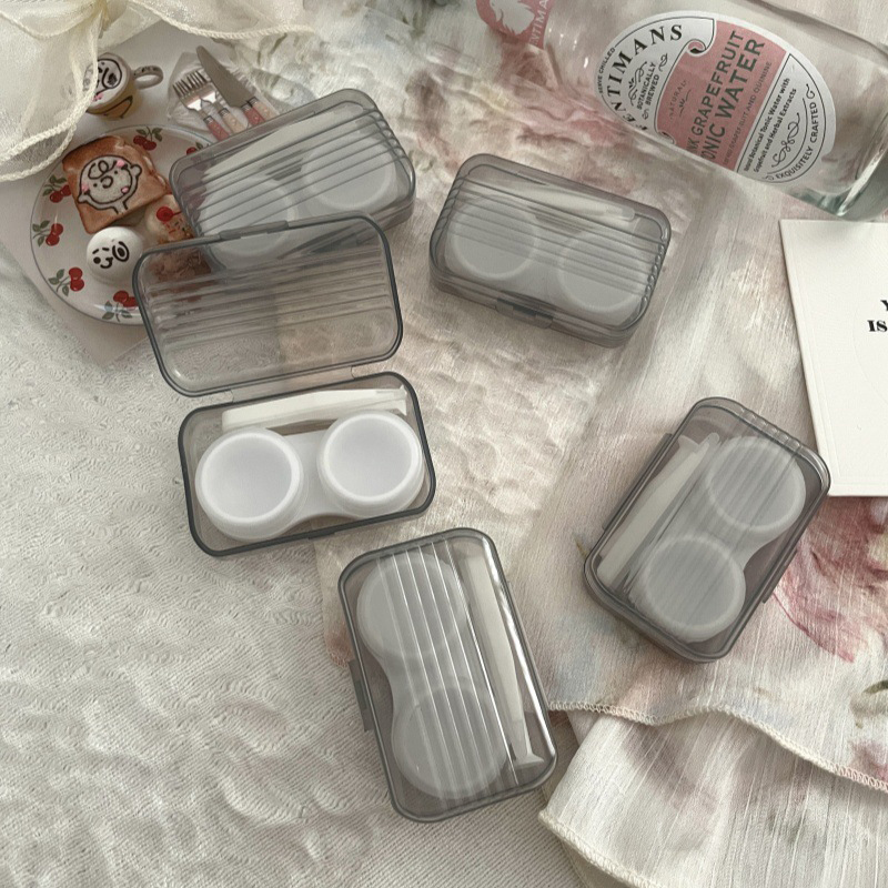 Small Solid Color Clear Contact Lens Cases Portable Contact Lenses Box HEQING