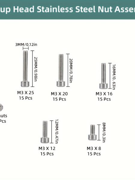 150pcs/box Hex Head 304 Stainless Steel M3 Screw And Nut Set Hexagon Socket Screws Bolts Nuts For Small DIY Repair Projects