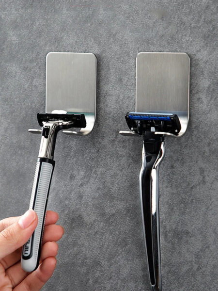 2pcs Razor Holder 304 Stainless Steel Men Shaving Shaver Razor Stand Shelf Shaving Razor Storage Rack Bathroom Hook Organizer