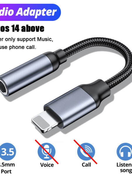 8 Pin to 3.5mm Jack AUX Cable For iPhone 14 13 12 11 Pro Max IOS 14 Male to Female Adapter Headphone Connector Audio Splitter