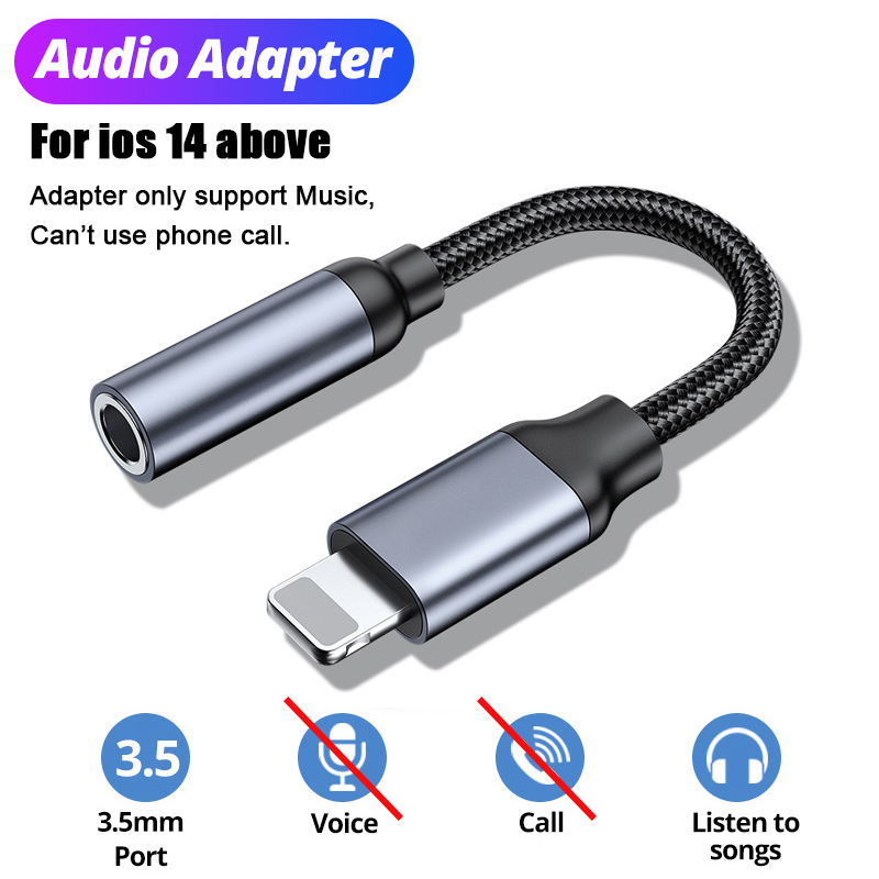 8 Pin to 3.5mm Jack AUX Cable For iPhone 14 13 12 11 Pro Max IOS 14 Male to Female Adapter Headphone Connector Audio Splitter